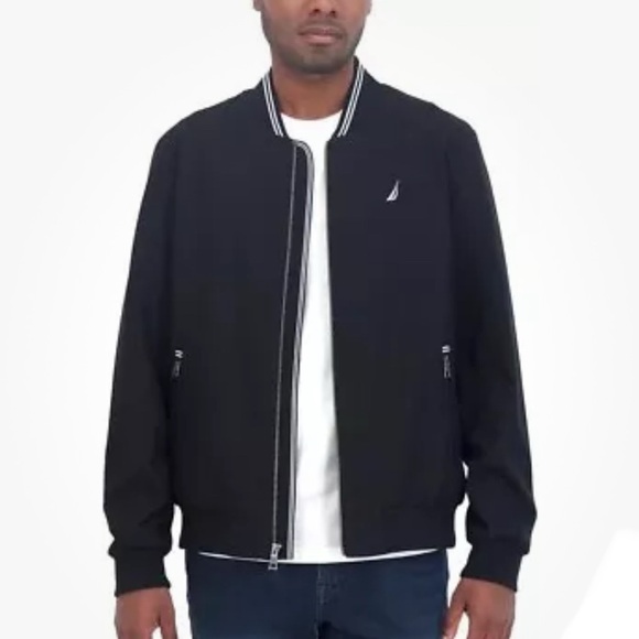 Nautica Men’s Lightweight Bomber Style Jacket Black SIZE SZ MEDIUM NWT - Picture 2 of 11